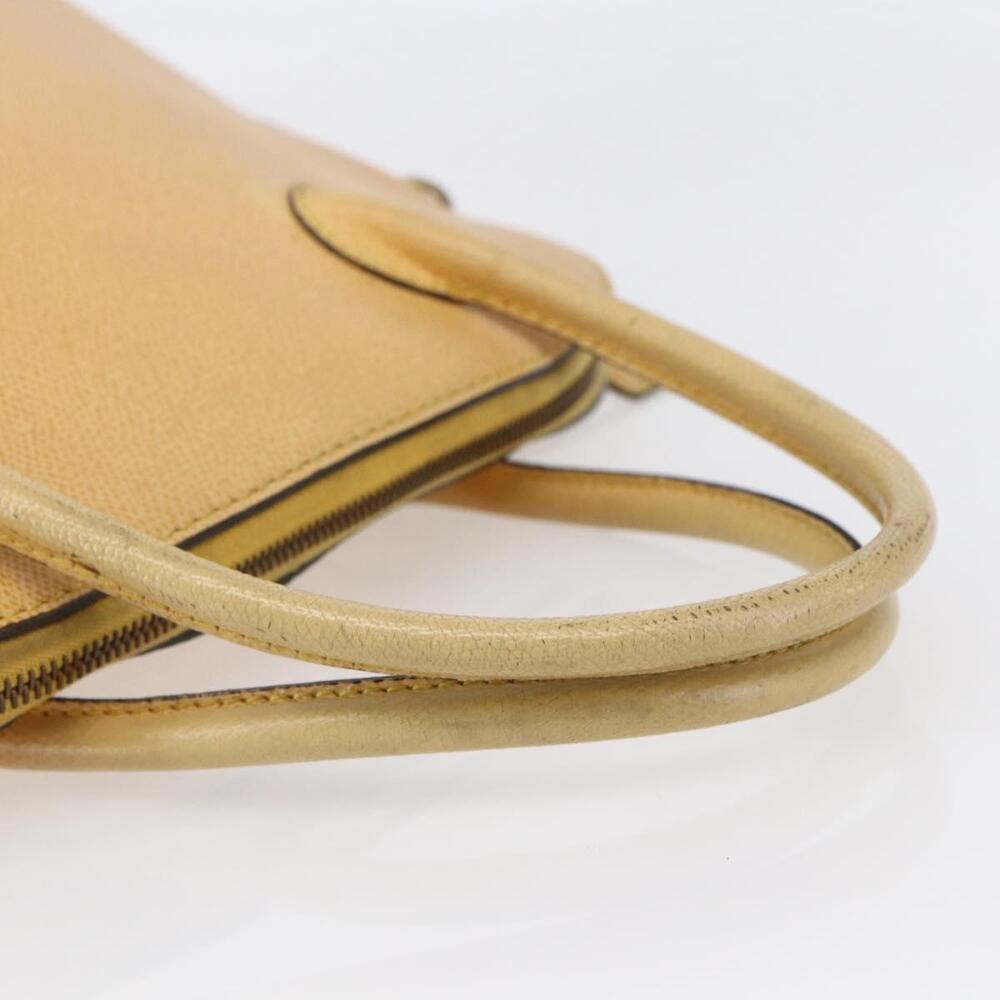 CELINE Hand Bag Leather 2way Yellow Gold Auth bs29816 - Picture 7 of 16